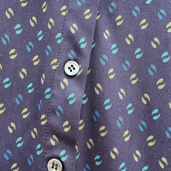 Vintage Ann Taylor Navy Blue Polyester Spandex Button Collar Shirt Size Medium - Picture 4 of 4